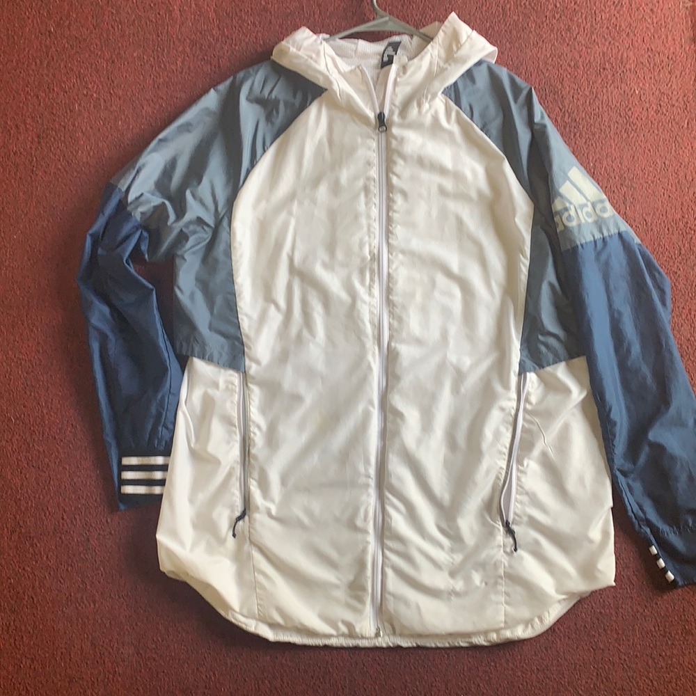 Adidas Windbreaker, blue/grey, size L
